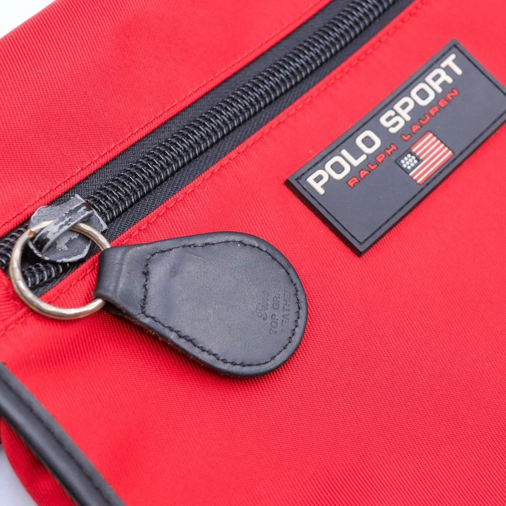 Vintage 90s Polo Sport Ralph Lauren Messenger Bag Unisex Red Crossbody Nylon USA